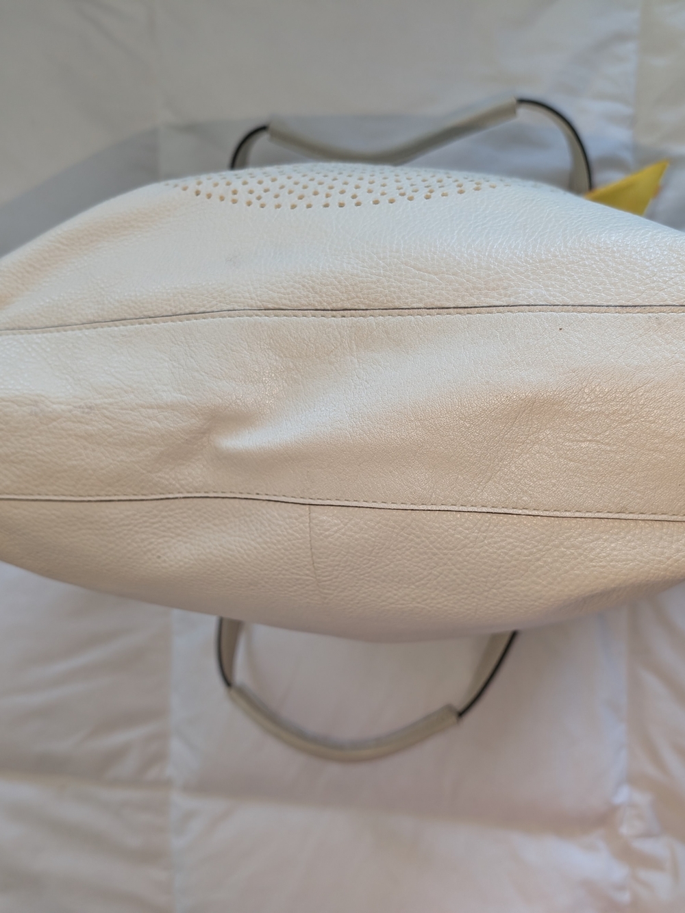 Coach Audrey Op Art Ivory Leather Tote with Signature Perforated Logo - Picture 7 of 13